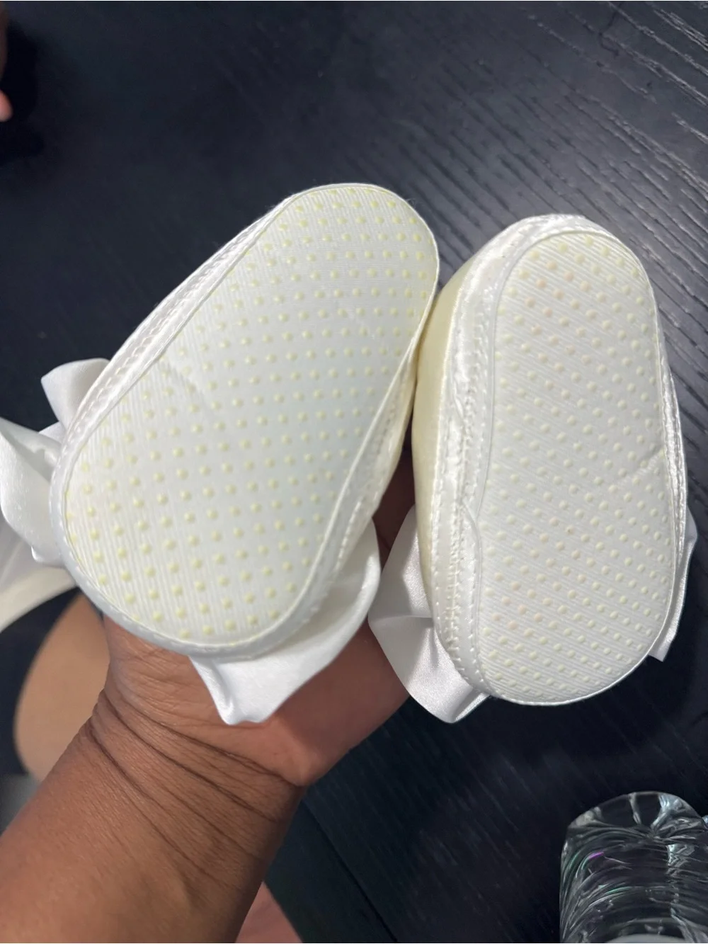 SHEIN Cream Satin Bow Baby Mary Jane Shoes
